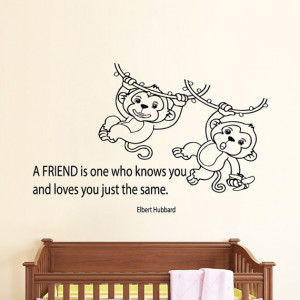 Monkey Wall Decals Quote Friends Monkeys Love Animals Art Mural Design ...