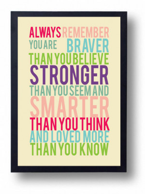 Winnie the Pooh Quote-You Are Braver than You Believe-Inspirational ...