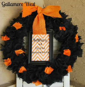 Burlap and Chevron Halloween Wreath @ Gallamore West