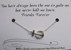 Best Friend Anchor Charm Necklace and Friendship Quote Inspirational ...