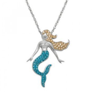 ... Silver Mermaid Pendant Necklace - Made with Swarovski Elements