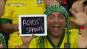 Brazilian Soccer Fan Gleefully Bid Spain 'Adios' With An iPad