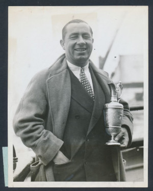 1928 Walter Hagan British Open Champion quot Proudly Holds the Trophy ...