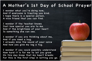... on your first days of school. I will pull it together – I promise