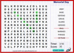 Interactive Memorial Day Word Search Puzzle - Find 8 different ...
