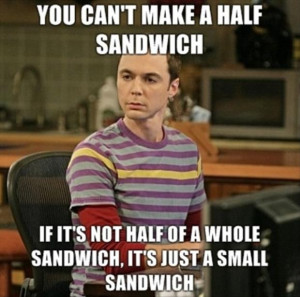 Funny Big Bang Theory Pictures - Half a sandwich - Sheldon Cooper