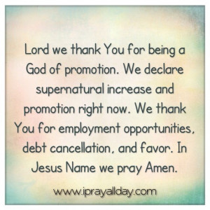 Prayer for employment, debt cancellation & favor
