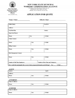 APPLICATION FOR QUOTE New York State Municipal Workers