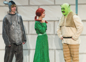 Donkey (Destin High), Fiona (Heidi Hughes) and Shrek (Liam Donavan ...