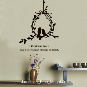 Details about Love Birds Nest Silhouette Quote Removable Wall Sticker ...