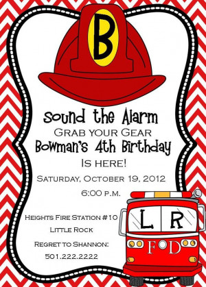 Fireman Birthday Invitation- Digital. $14.50, via Etsy.