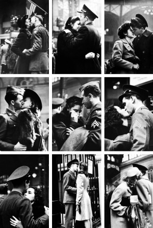 soldiers saying goodbye at Pennsylvania Station, 1943