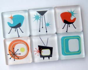 ... Magnets - Glass Magnets - Set of Six 1 Inch Square Strong Magnets