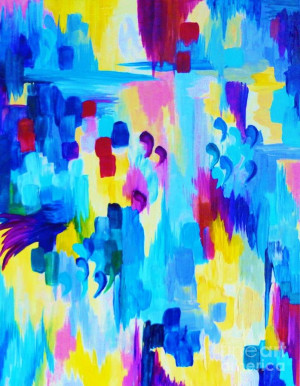 Quote Me Revisited Bold Colorful Blue Pink Abstract Acrylic Painting ...