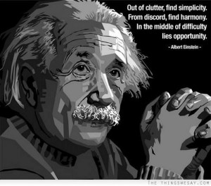 Albert Einstein's Rules of Work: 1) Out of clutter, find simplicity. 2 ...