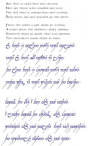 The full poem in Elvish script. I know I'm a dork for repinning this ...