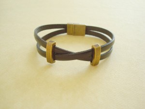 ... Handmade Free Shipping Mens Leather Bracelet Black Genuine pictures
