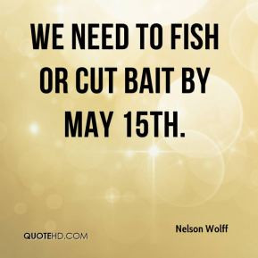 Nelson Wolff - We need to fish or cut bait by May 15th.