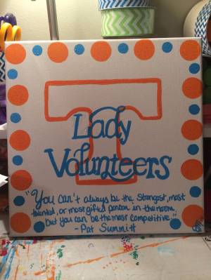 Lady Vols canvas painting with a Pat quote-