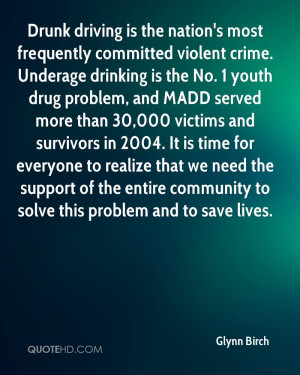 crime. Underage drinking is the No. 1 youth drug problem, and MADD ...