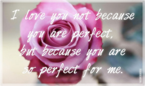 love you not because you are perfect, but because you are so perfect ...