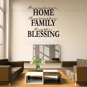 Home Family Blessing Word and Quote Removable Wall Stickers