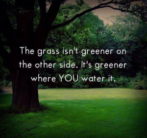 The grass isn't greener on the other side. It's greener where you ...