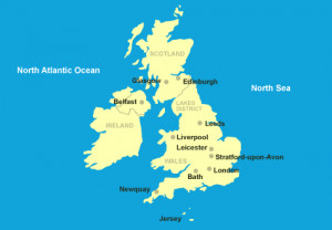 Black and White Map UK United Kingdom