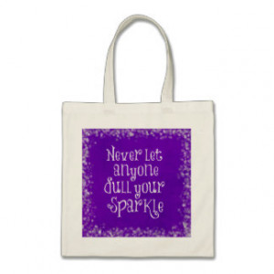 Purple Girly Inspirational Sparkle Quote Bags