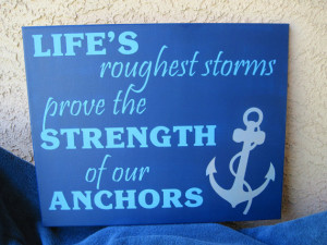 ... Nautical Strength of Anchors Painting Wall Art Canvas Quote Typography