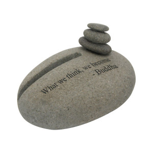 Buddha Quote Natural Rocks Cairn Business Card Holder