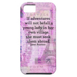 Jane Austen cute travel quote with art iPhone 5 Case