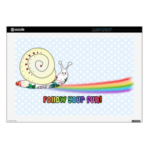 Follow Your Fun Cute Snail Rainbow Laptop Skins