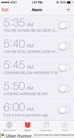Creeping on my wife’s phone and stumbled across her alarm clocks.