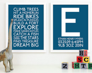 Baby Boy Nursery Art Print Playroom Rules Subway Art Quotes Baby Boys ...