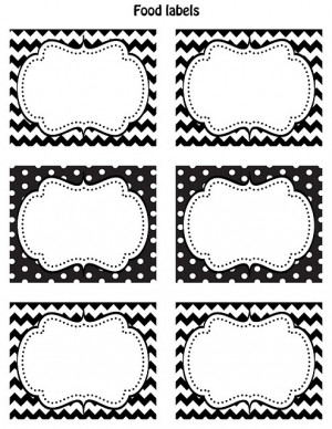 FREE Printable food labels Black & white Chevron and polka dots Put on ...