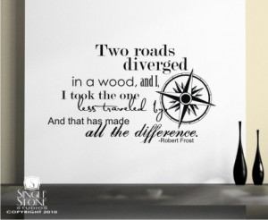 Wall Decals Quote Road Less Traveled (Robert Frost) - Vinyl Text Wall ...