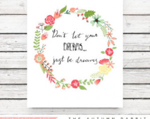 Printable Art – Flower Wreath Hand Lettered Quote - Instant Download ...