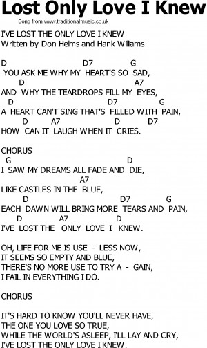old country song lyrics with chords lost only love i knew old country