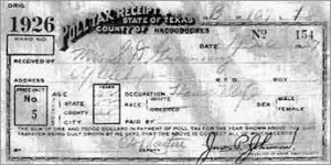 1942 Texas poll tax receipt. Without payment a citizen could not ...