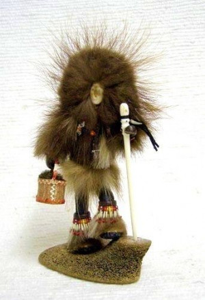 Alaskan Athabascan Indian Qavig (Wolverine) Woman Doll, GLENDA MCKAY