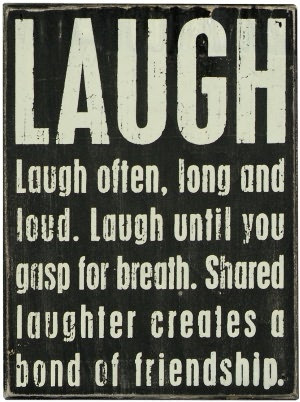 Laugh Black Wood Box Sign/Plaque (8x6)