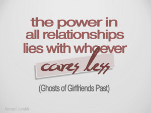 The Power In All Relationship Lies With Whoever Cares Less.