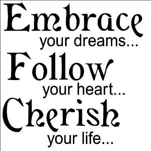 your dreams follow your heart cherish your life vinyl wall decal quote ...