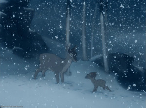 It's Bambi's mother (and Bambi too) in the snow. Find me a picture of ...