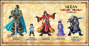 Mulan Characters Gijinka by MariposaBullet