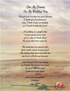 ... Personalized Poem For Mother Father From Daughter on Her Wedding Day