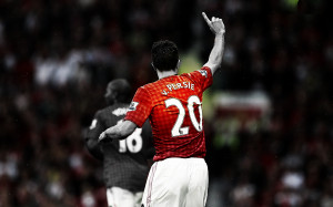 Arsenal's van Persie celebrates after scoring with a penalty shot ...