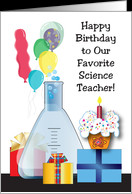 Birthday to Science Teacher, beaker, balloons, cupcake card - Product ...