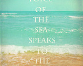 Beach Quote Art Print - Inspirational Aqua Tan Beach House Home Decor ...